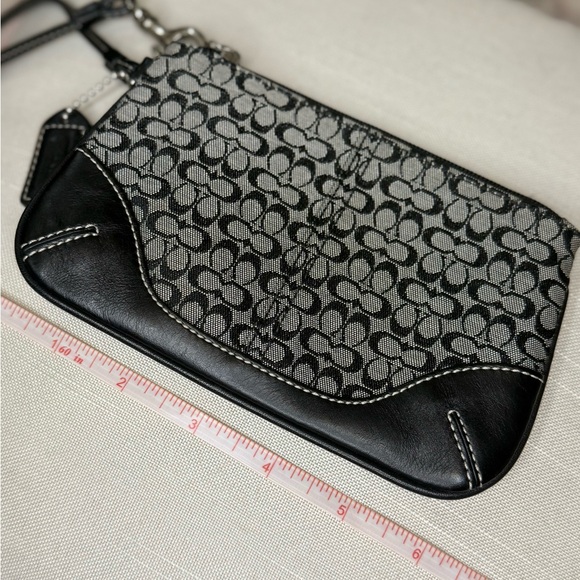 Coach Signature Black & Gray Canvas Wristlet - Picture 2 of 7